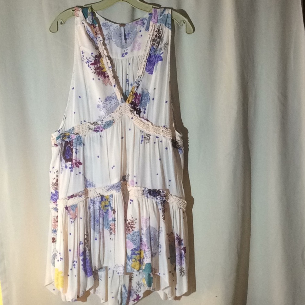 Free people cream with pastel flowers top